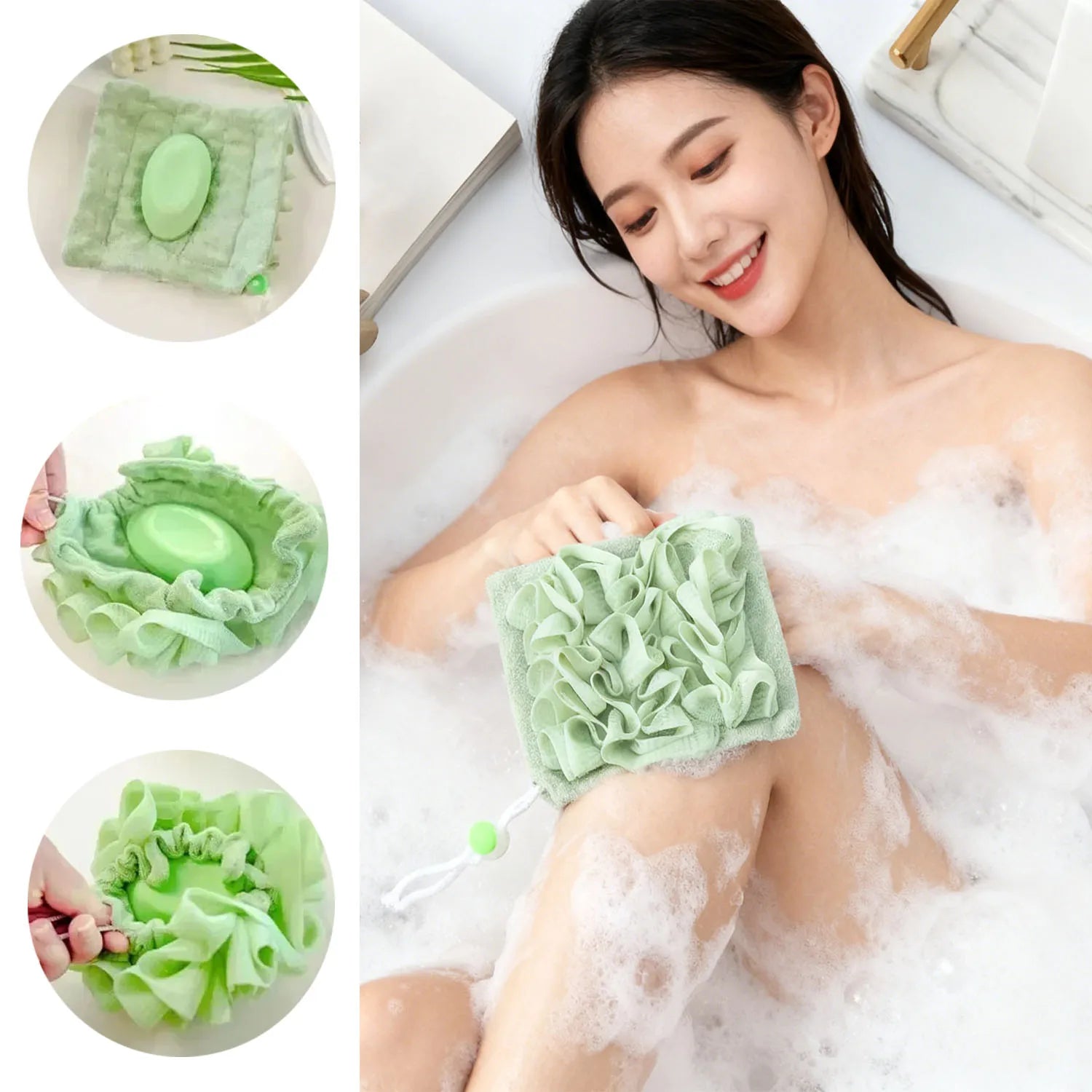 FoamGlow™ 2-in-1 Bath Sponge 🛁 — Deep Clean & Rich Lather