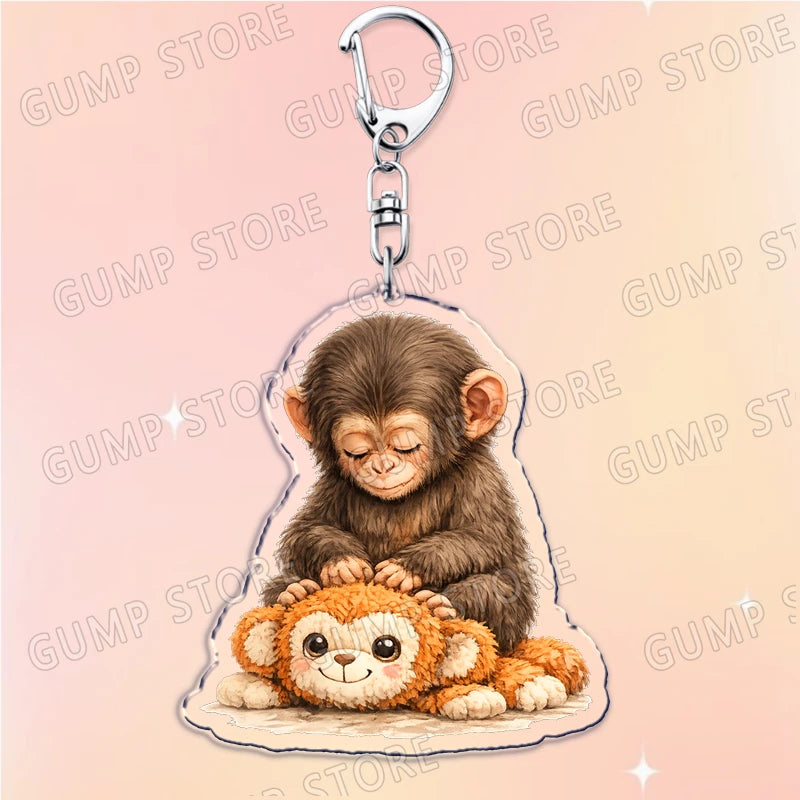 HugMonkey™ 3D Keychain 🐒💖 — Cute Clip-On Companion
